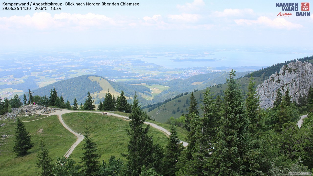 Archiv Foto Webcam Kampenwand - Blick nach Norden über den Chiemsee