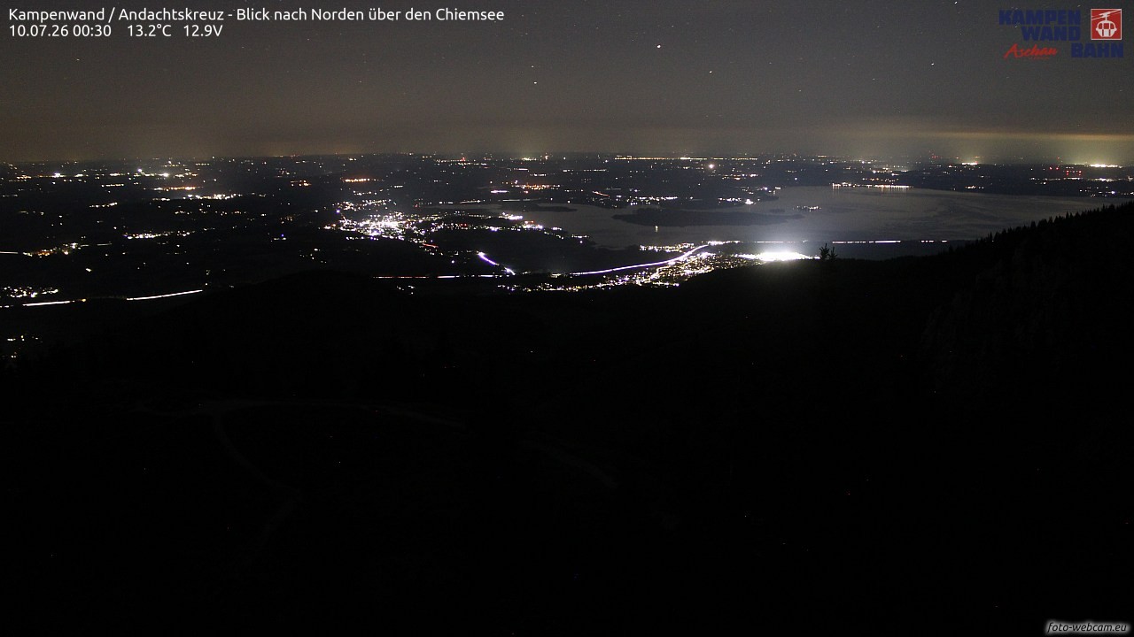 Archiv Foto Webcam Kampenwand - Blick nach Norden über den Chiemsee