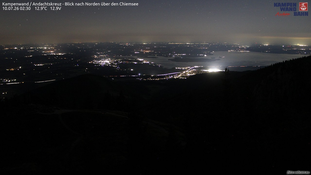 Archiv Foto Webcam Kampenwand - Blick nach Norden über den Chiemsee