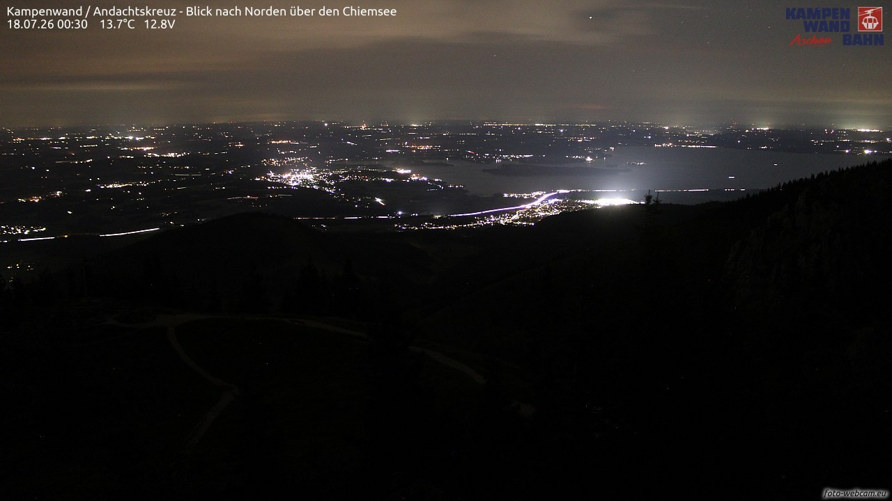 Archiv Foto Webcam Kampenwand - Blick nach Norden über den Chiemsee