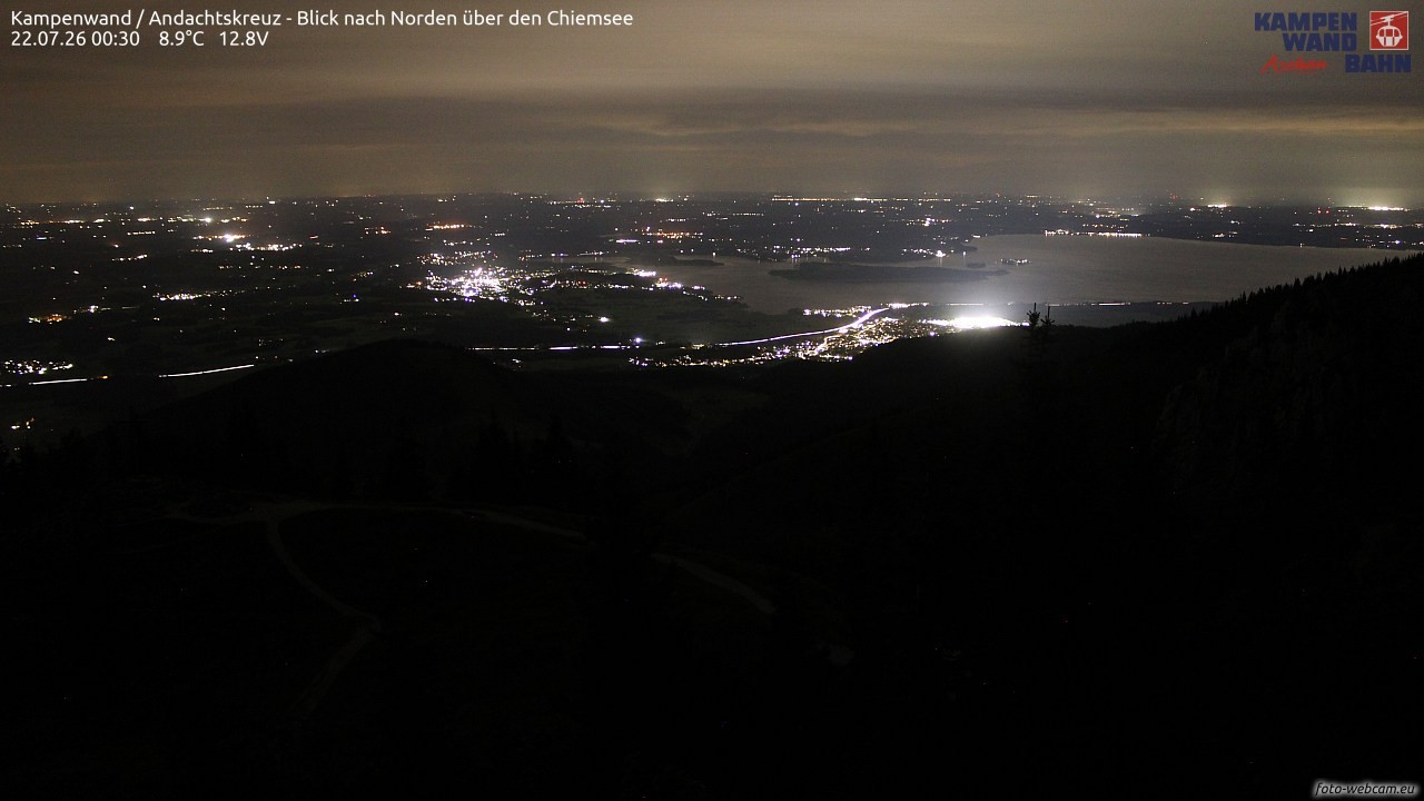 Archiv Foto Webcam Kampenwand - Blick nach Norden über den Chiemsee