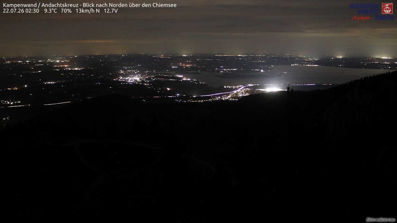 Archiv Foto Webcam Kampenwand - Blick nach Norden über den Chiemsee