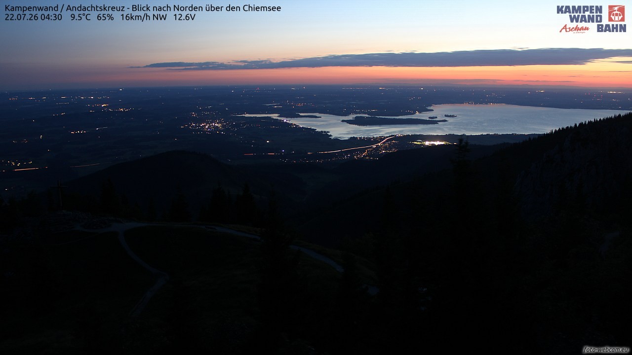 Archiv Foto Webcam Kampenwand - Blick nach Norden über den Chiemsee