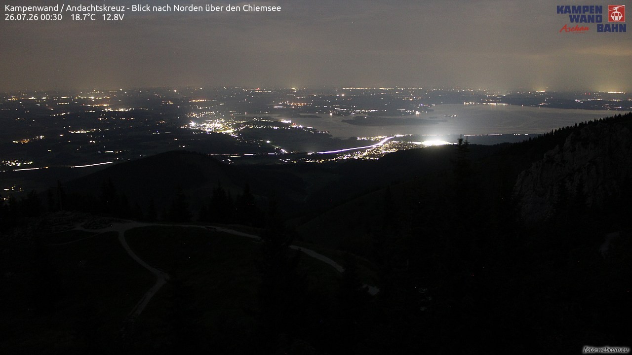 Archiv Foto Webcam Kampenwand - Blick nach Norden über den Chiemsee