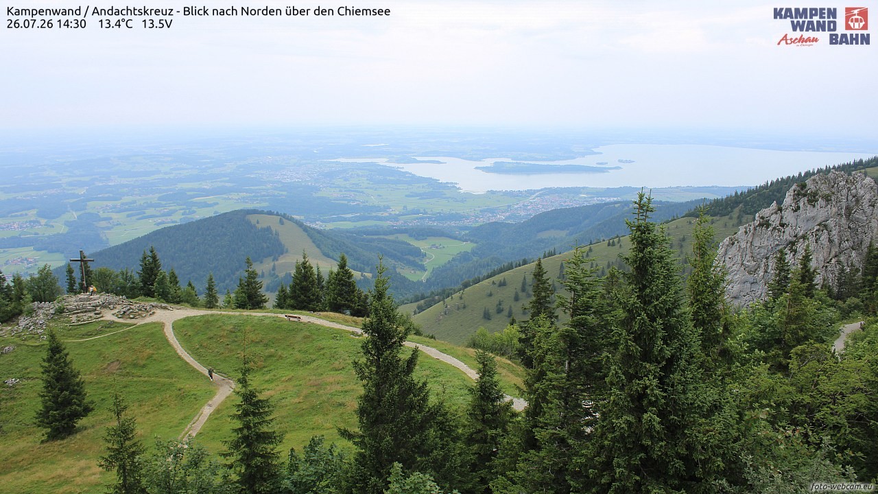 Archiv Foto Webcam Kampenwand - Blick nach Norden über den Chiemsee