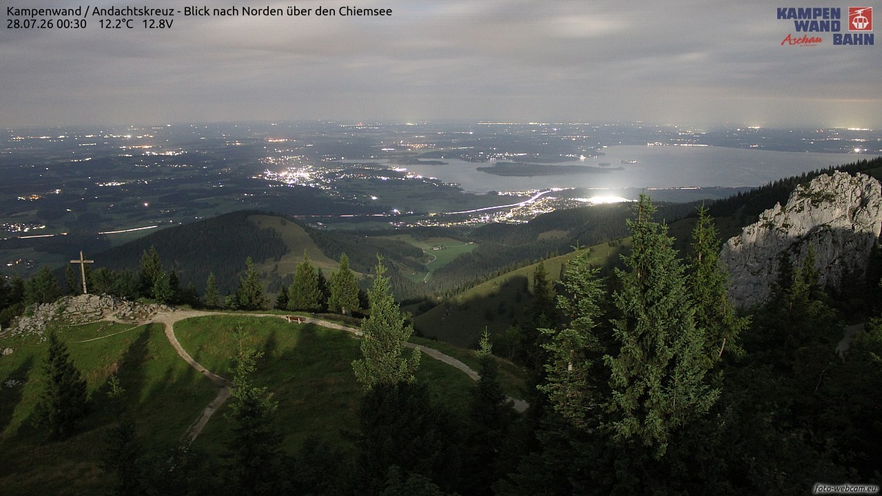 Archiv Foto Webcam Kampenwand - Blick nach Norden über den Chiemsee