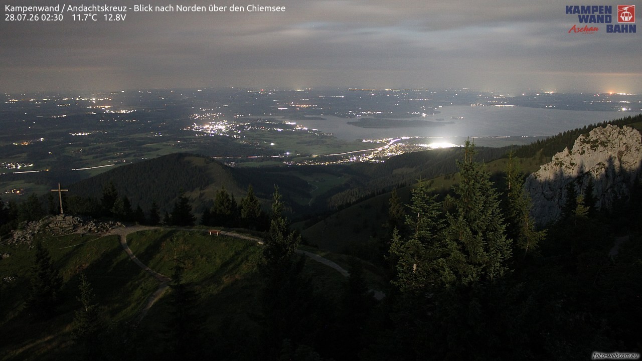 Archiv Foto Webcam Kampenwand - Blick nach Norden über den Chiemsee