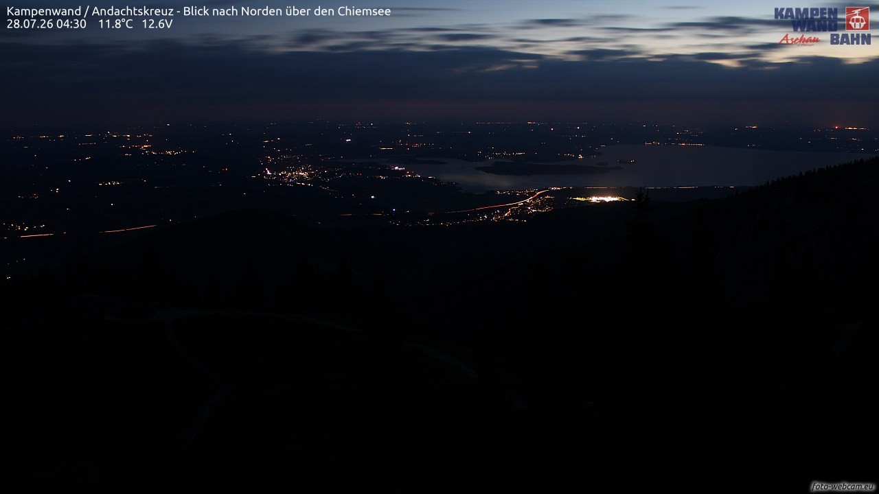 Archiv Foto Webcam Kampenwand - Blick nach Norden über den Chiemsee