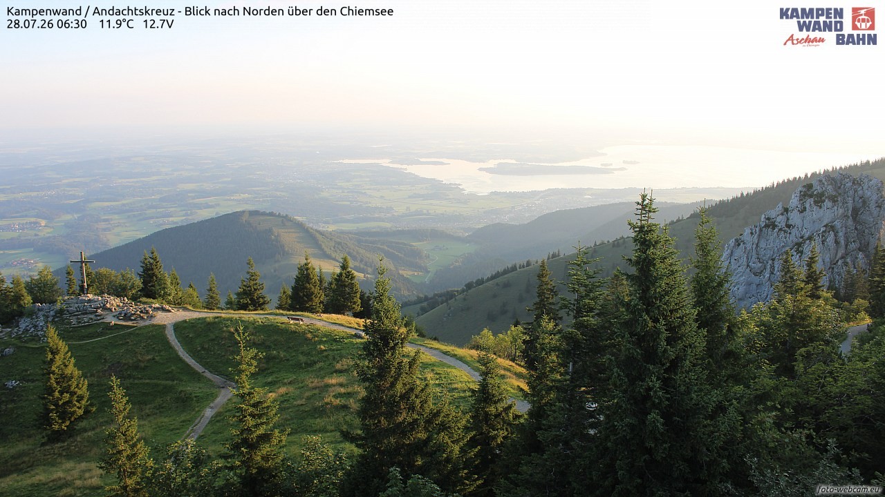 Archiv Foto Webcam Kampenwand - Blick nach Norden über den Chiemsee