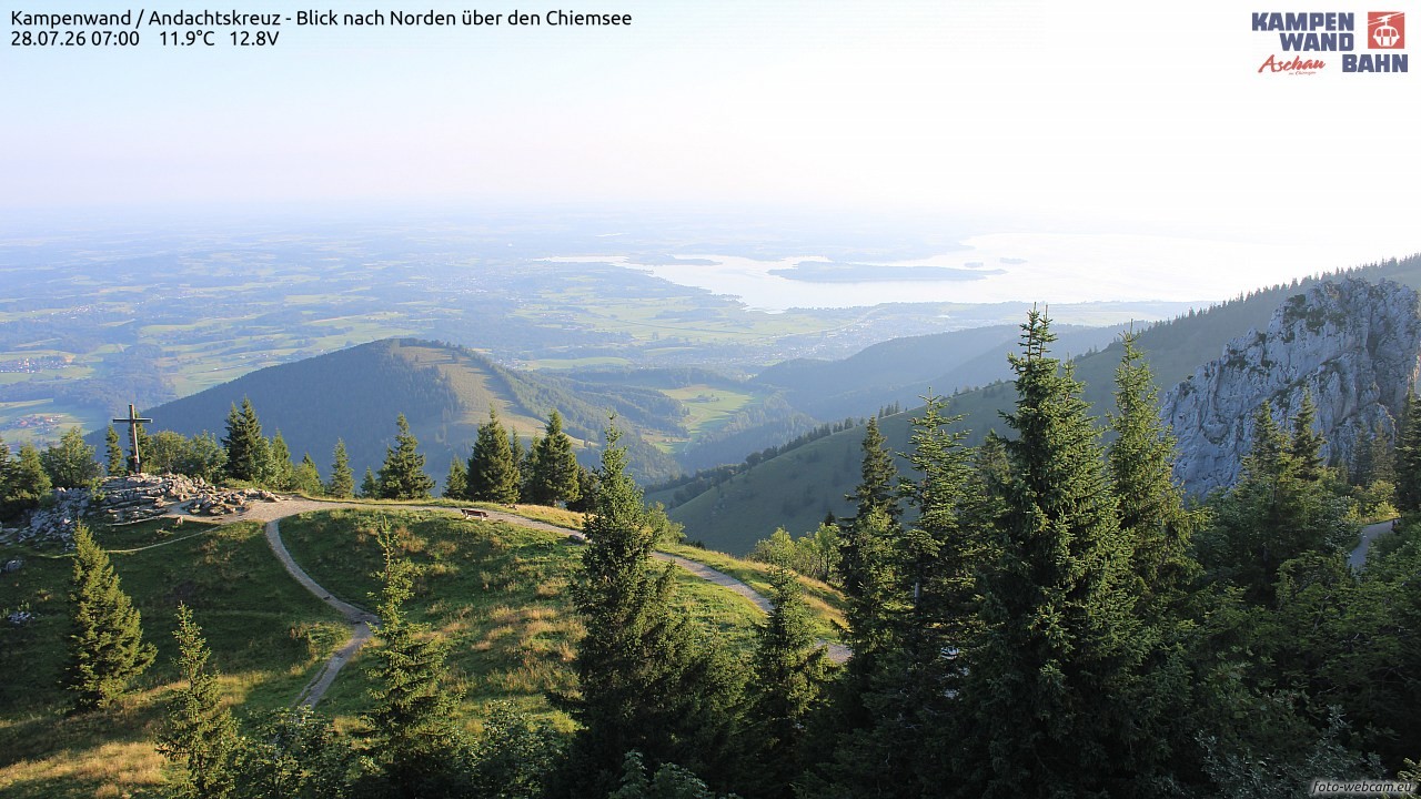 Archiv Foto Webcam Kampenwand - Blick nach Norden über den Chiemsee