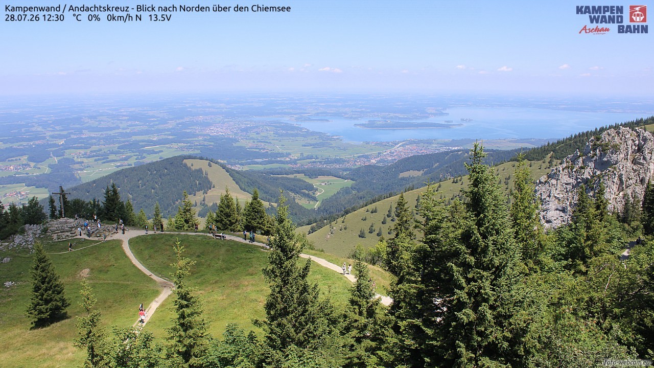 Archiv Foto Webcam Kampenwand - Blick nach Norden über den Chiemsee