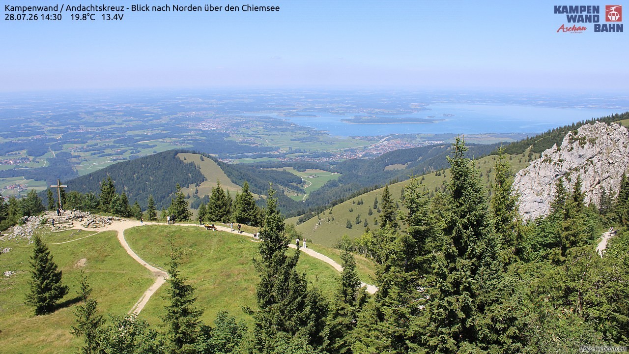 Archiv Foto Webcam Kampenwand - Blick nach Norden über den Chiemsee