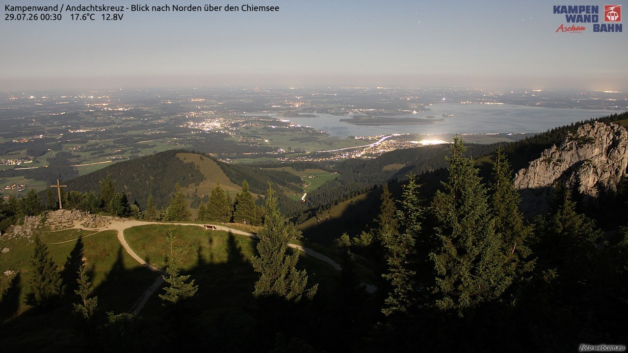 Archiv Foto Webcam Kampenwand - Blick nach Norden über den Chiemsee