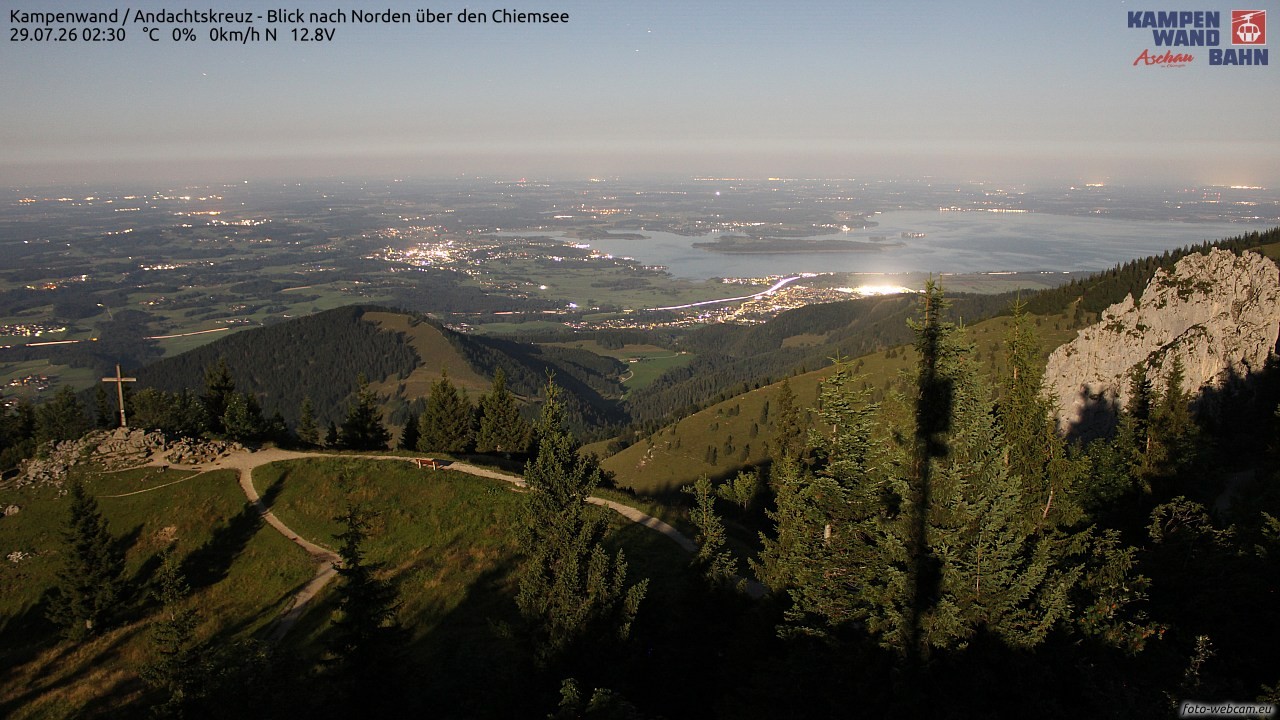 Archiv Foto Webcam Kampenwand - Blick nach Norden über den Chiemsee
