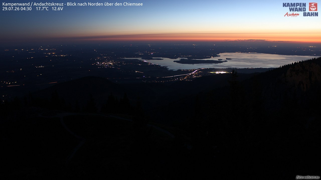 Archiv Foto Webcam Kampenwand - Blick nach Norden über den Chiemsee