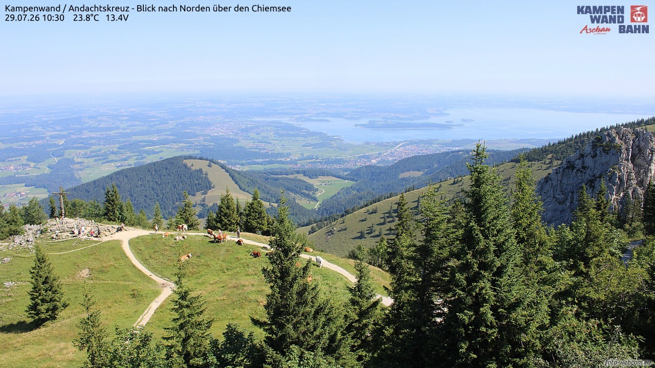Archiv Foto Webcam Kampenwand - Blick nach Norden über den Chiemsee