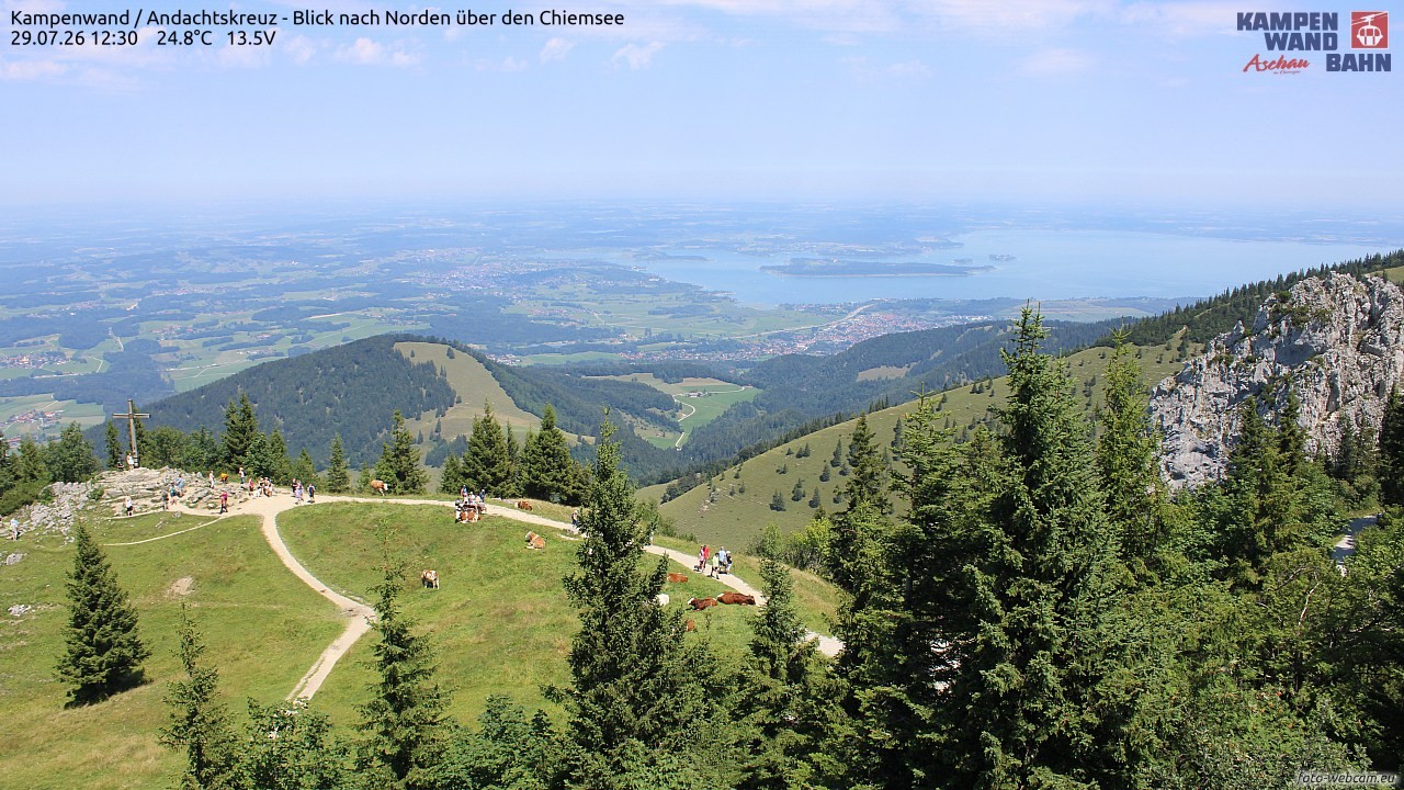 Archiv Foto Webcam Kampenwand - Blick nach Norden über den Chiemsee