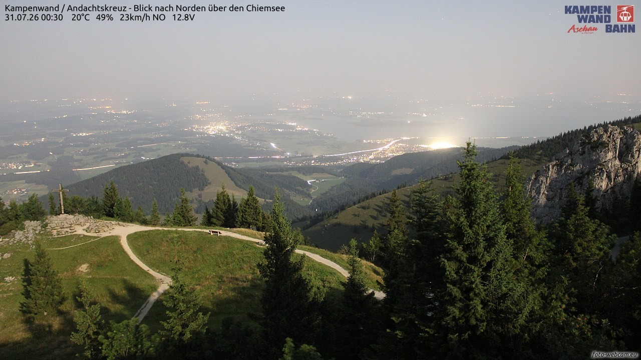 Archiv Foto Webcam Kampenwand - Blick nach Norden über den Chiemsee