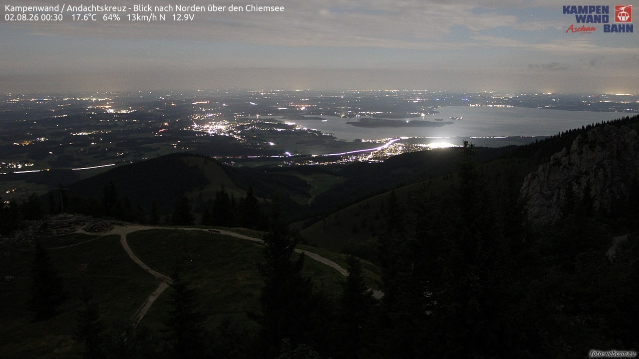 Archiv Foto Webcam Kampenwand - Blick nach Norden über den Chiemsee