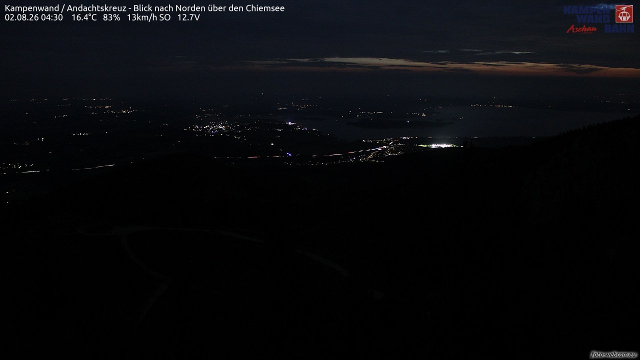 Archiv Foto Webcam Kampenwand - Blick nach Norden über den Chiemsee