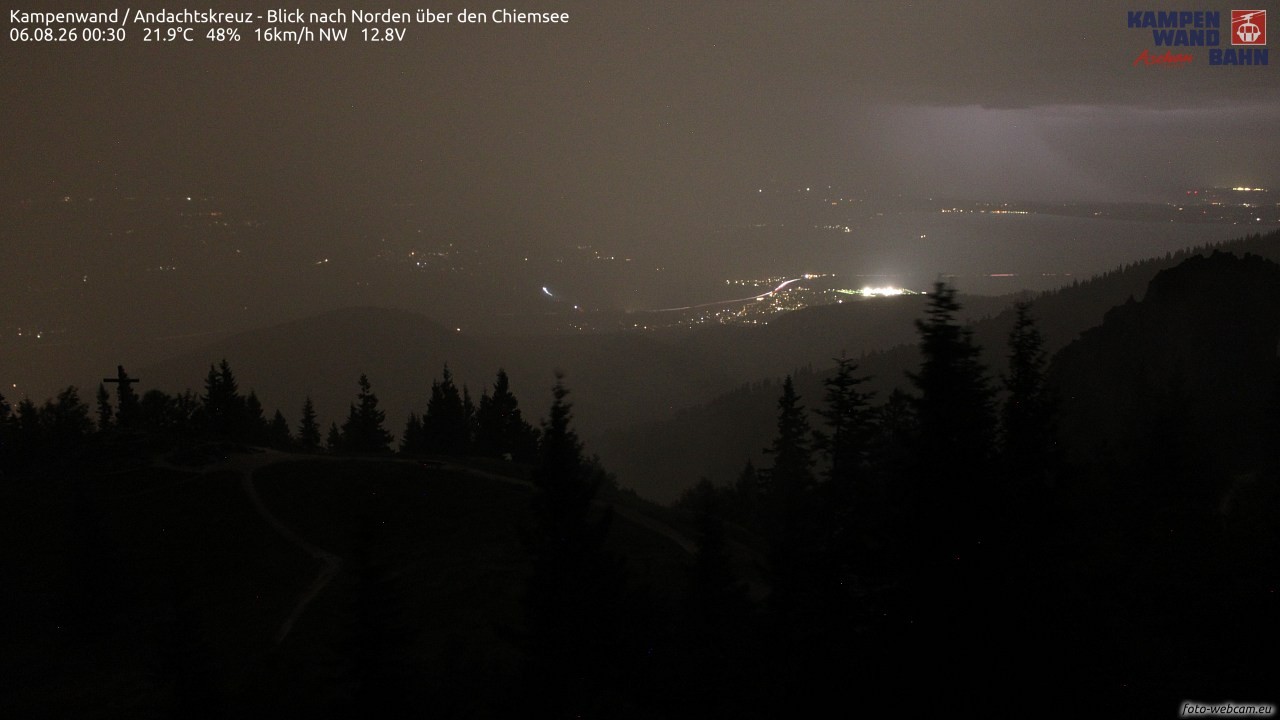 Archiv Foto Webcam Kampenwand - Blick nach Norden über den Chiemsee
