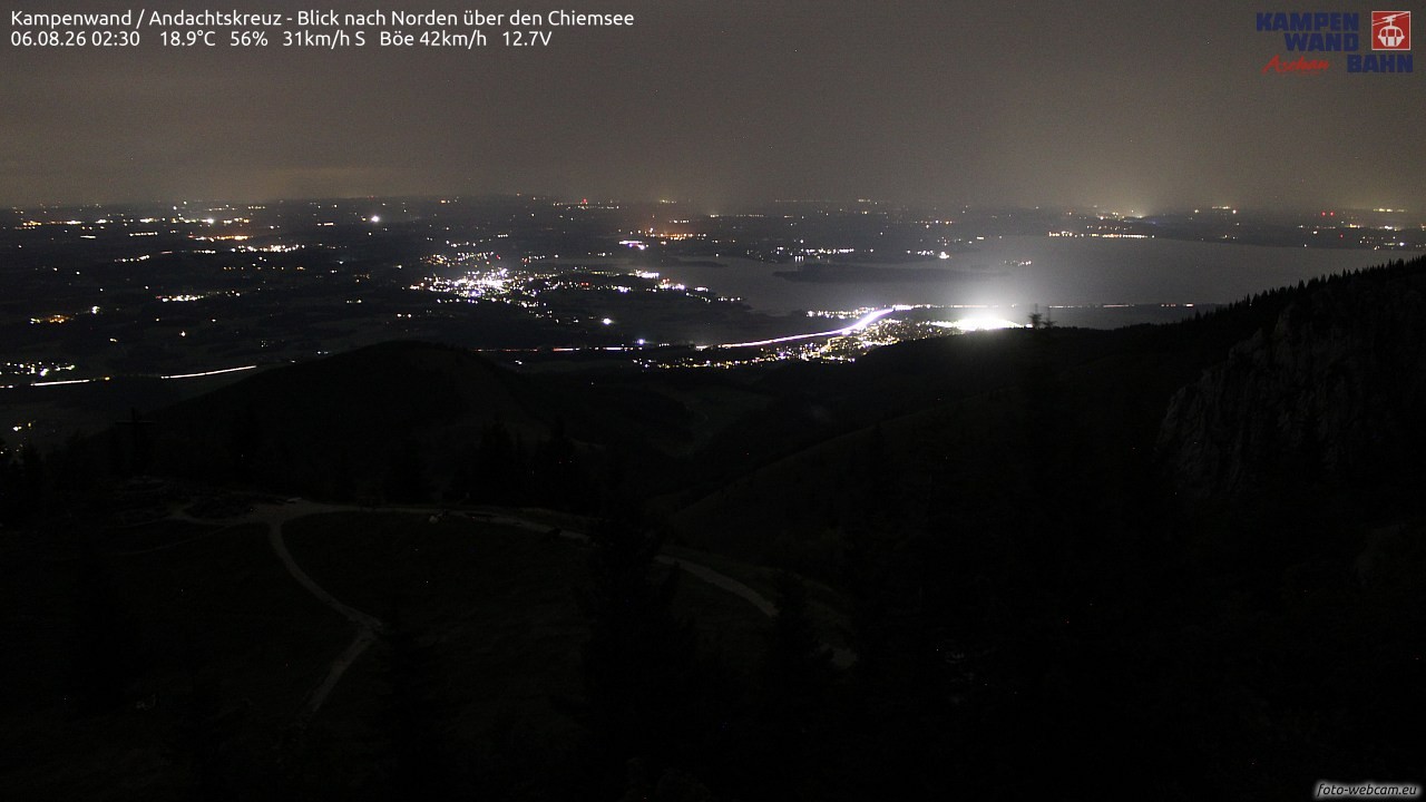 Archiv Foto Webcam Kampenwand - Blick nach Norden über den Chiemsee