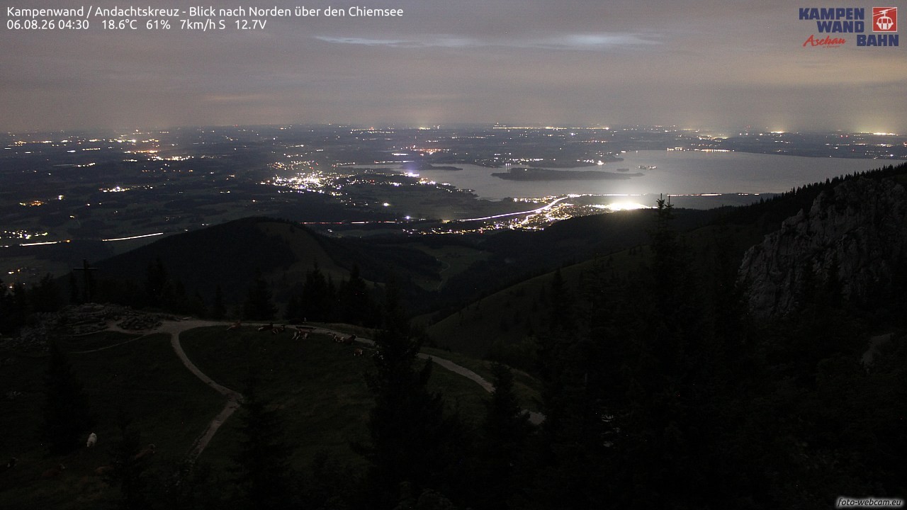 Archiv Foto Webcam Kampenwand - Blick nach Norden über den Chiemsee