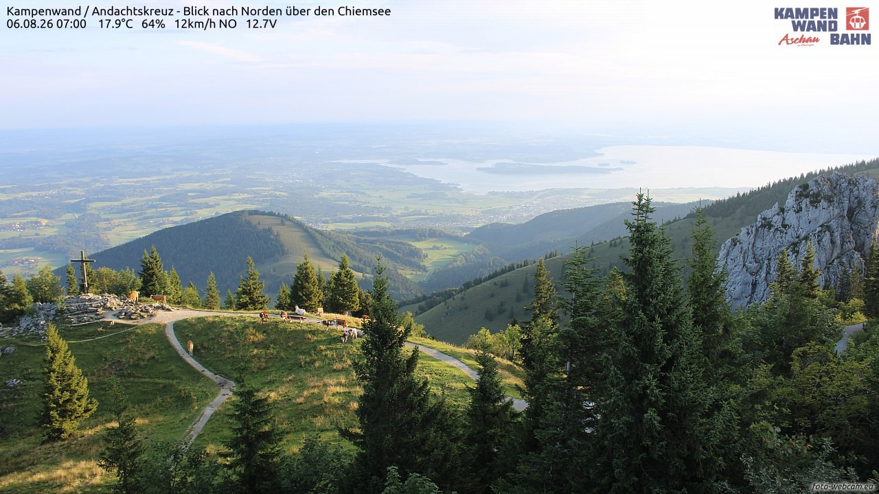 Archiv Foto Webcam Kampenwand - Blick nach Norden über den Chiemsee