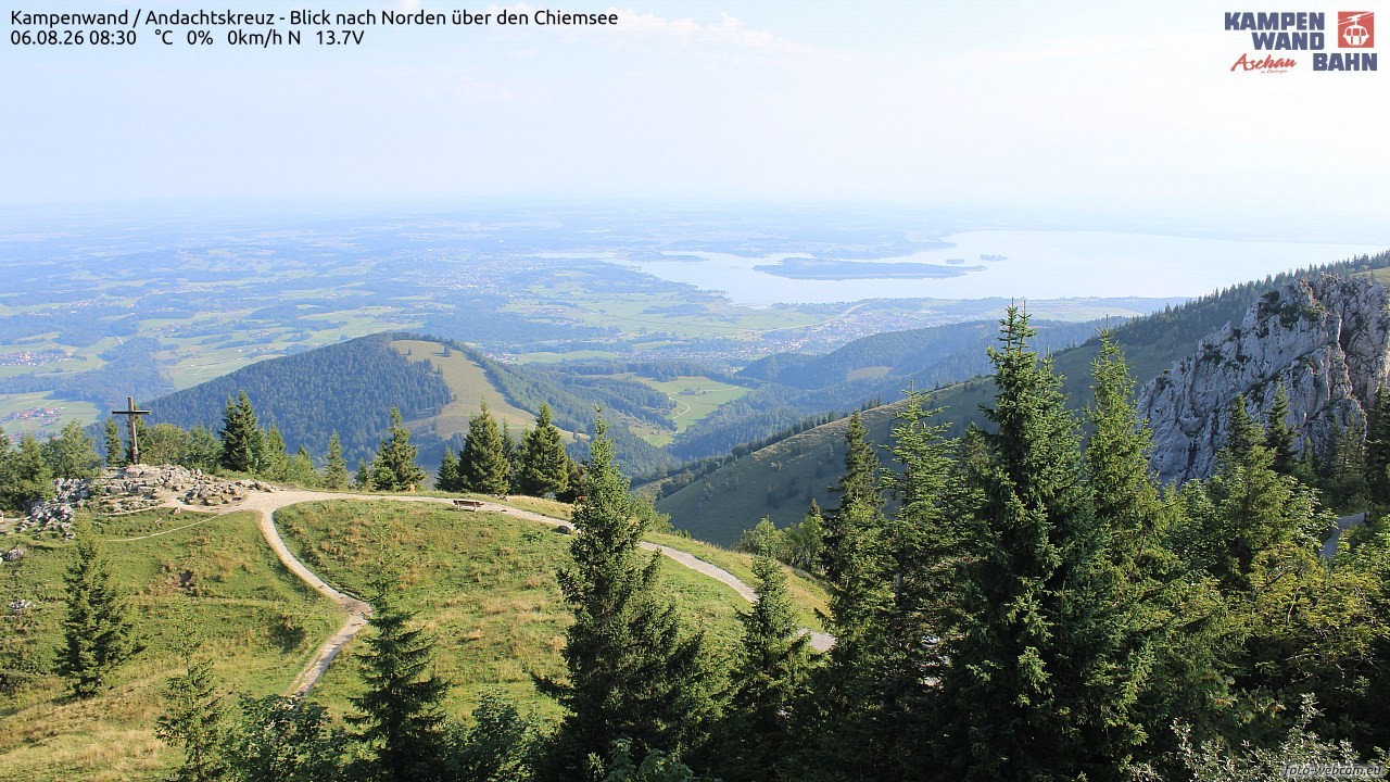 Archiv Foto Webcam Kampenwand - Blick nach Norden über den Chiemsee