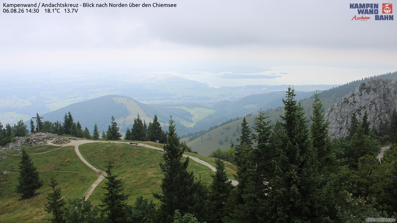 Archiv Foto Webcam Kampenwand - Blick nach Norden über den Chiemsee