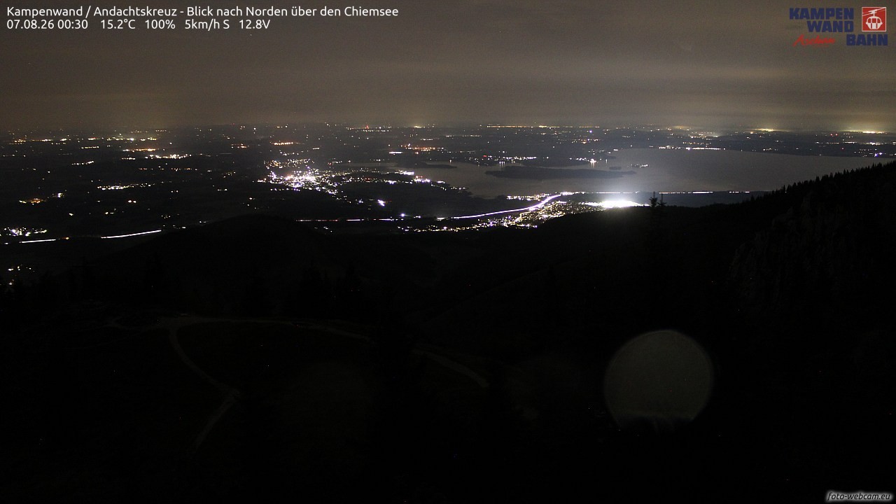 Archiv Foto Webcam Kampenwand - Blick nach Norden über den Chiemsee