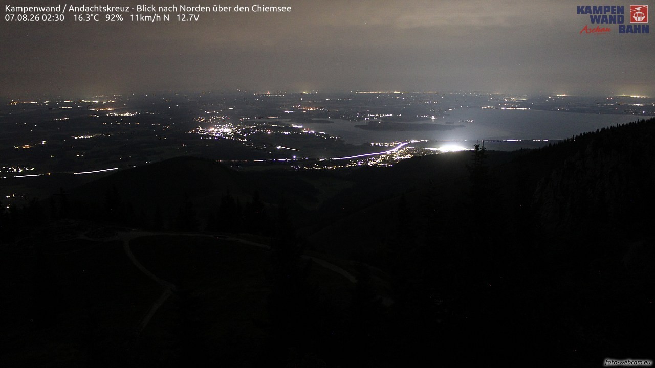 Archiv Foto Webcam Kampenwand - Blick nach Norden über den Chiemsee
