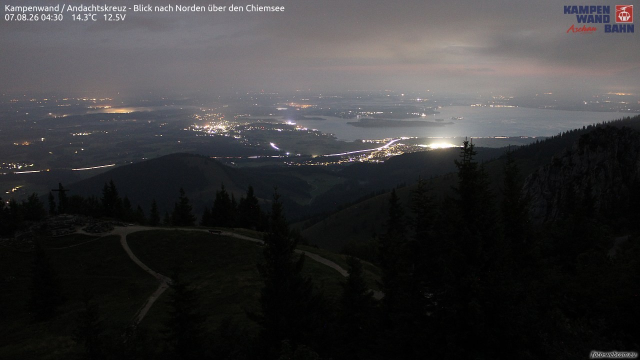 Archiv Foto Webcam Kampenwand - Blick nach Norden über den Chiemsee