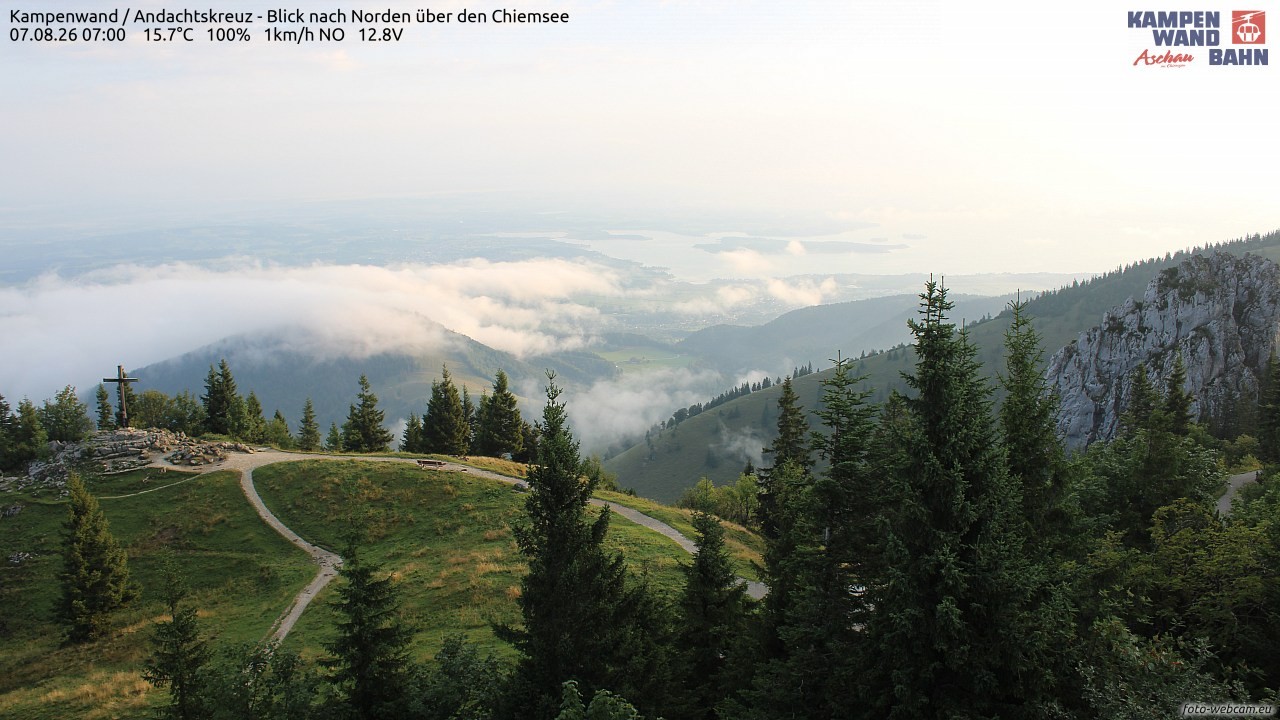 Archiv Foto Webcam Kampenwand - Blick nach Norden über den Chiemsee