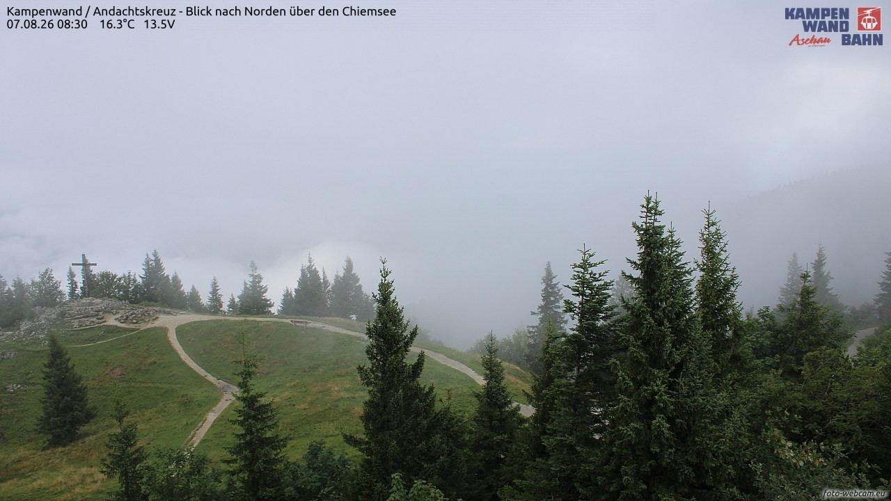 Archiv Foto Webcam Kampenwand - Blick nach Norden über den Chiemsee