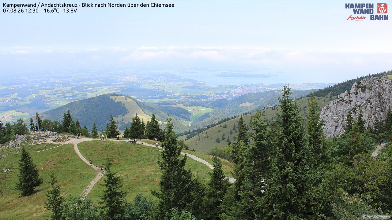 Archiv Foto Webcam Kampenwand - Blick nach Norden über den Chiemsee