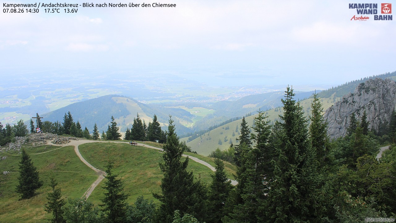Archiv Foto Webcam Kampenwand - Blick nach Norden über den Chiemsee