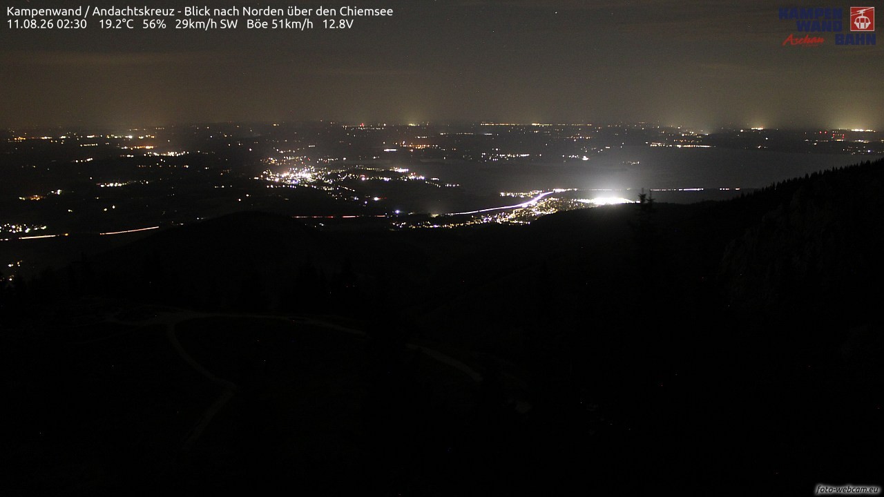 Archiv Foto Webcam Kampenwand - Blick nach Norden über den Chiemsee