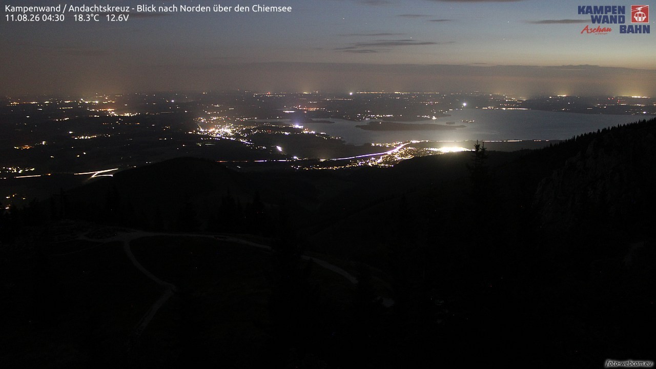 Archiv Foto Webcam Kampenwand - Blick nach Norden über den Chiemsee