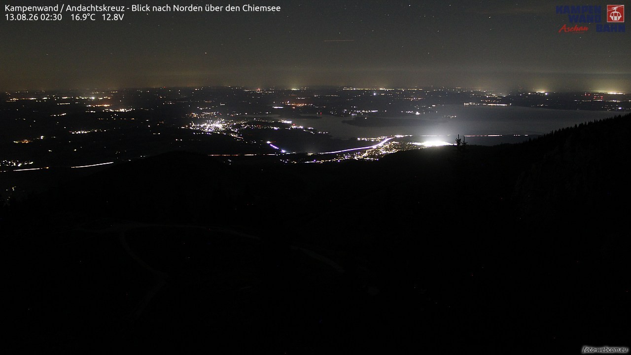 Archiv Foto Webcam Kampenwand - Blick nach Norden über den Chiemsee