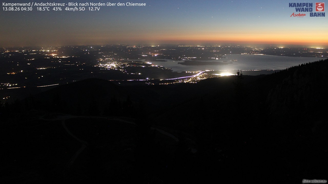 Archiv Foto Webcam Kampenwand - Blick nach Norden über den Chiemsee