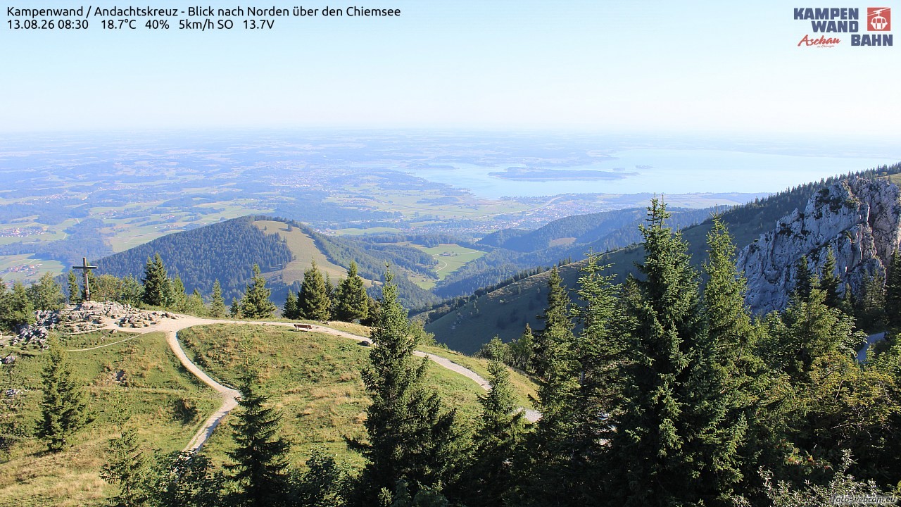 Archiv Foto Webcam Kampenwand - Blick nach Norden über den Chiemsee