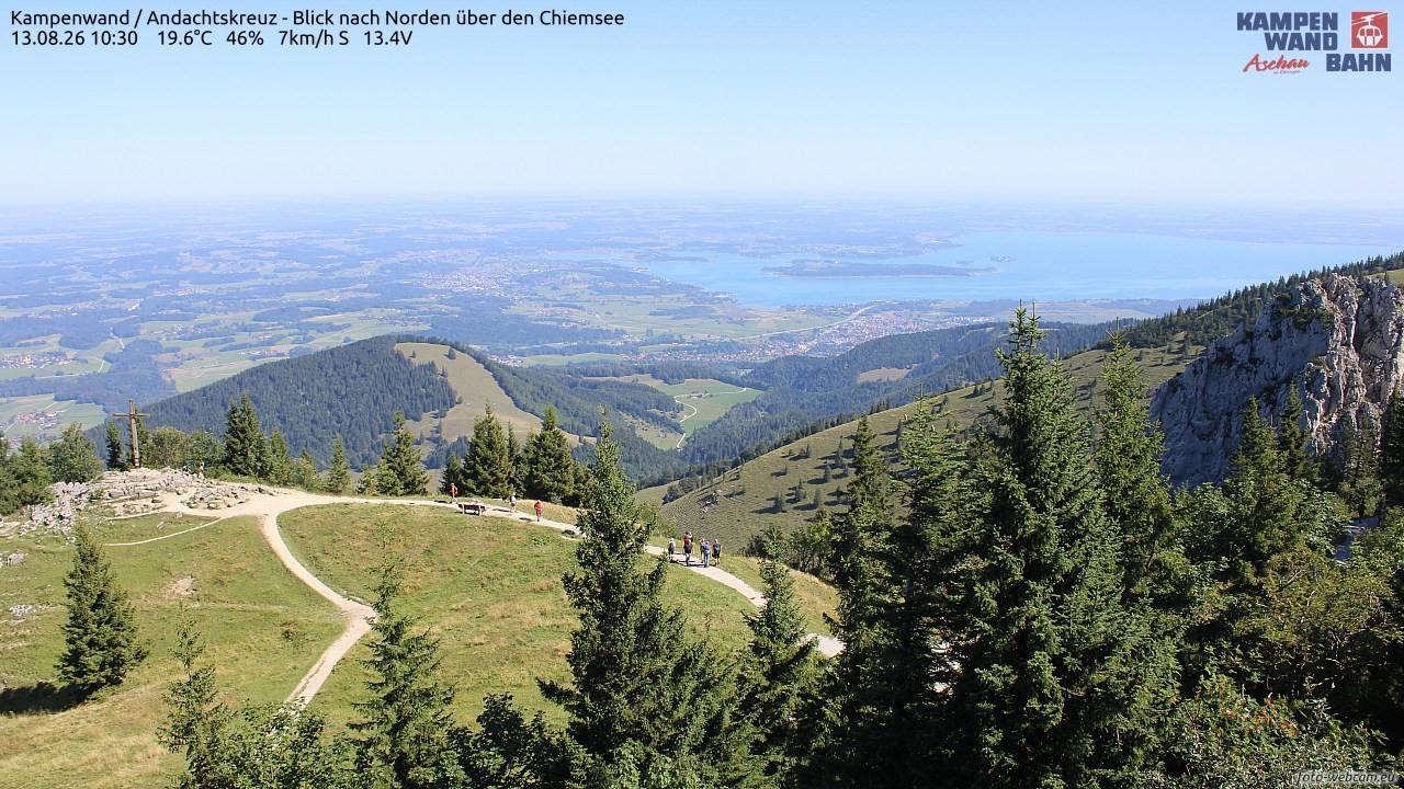 Archiv Foto Webcam Kampenwand - Blick nach Norden über den Chiemsee