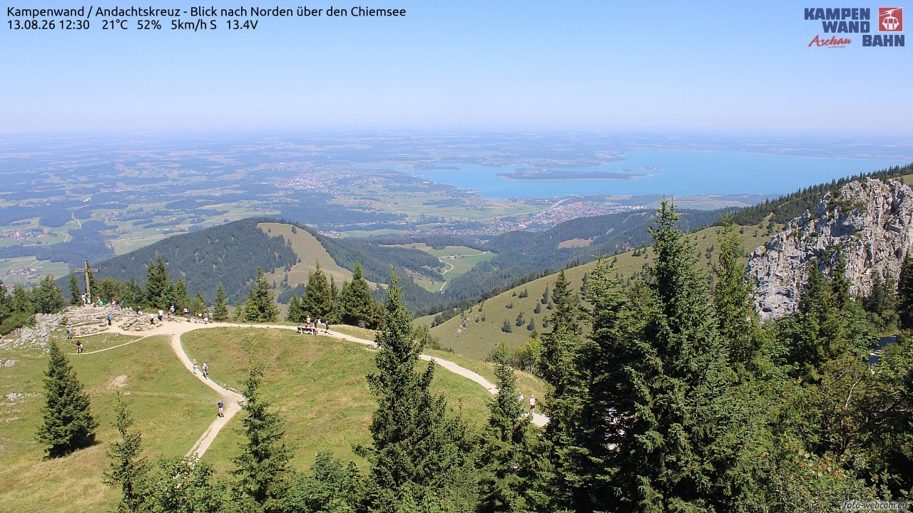 Archiv Foto Webcam Kampenwand - Blick nach Norden über den Chiemsee