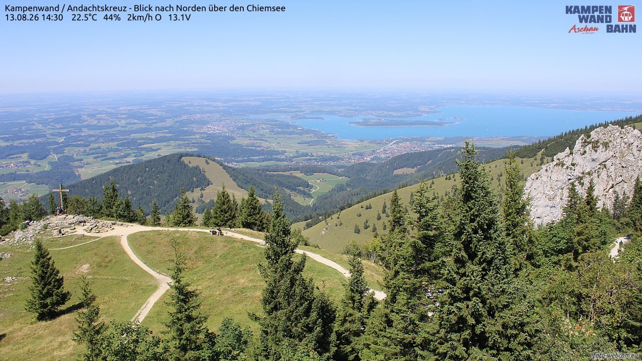 Archiv Foto Webcam Kampenwand - Blick nach Norden über den Chiemsee