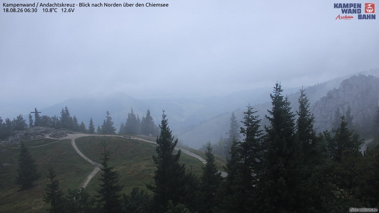 Archiv Foto Webcam Kampenwand - Blick nach Norden über den Chiemsee