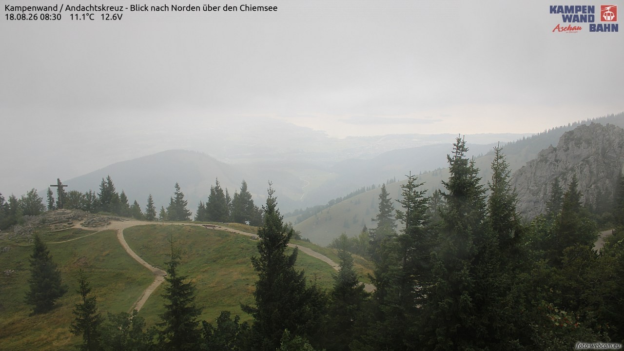 Archiv Foto Webcam Kampenwand - Blick nach Norden über den Chiemsee