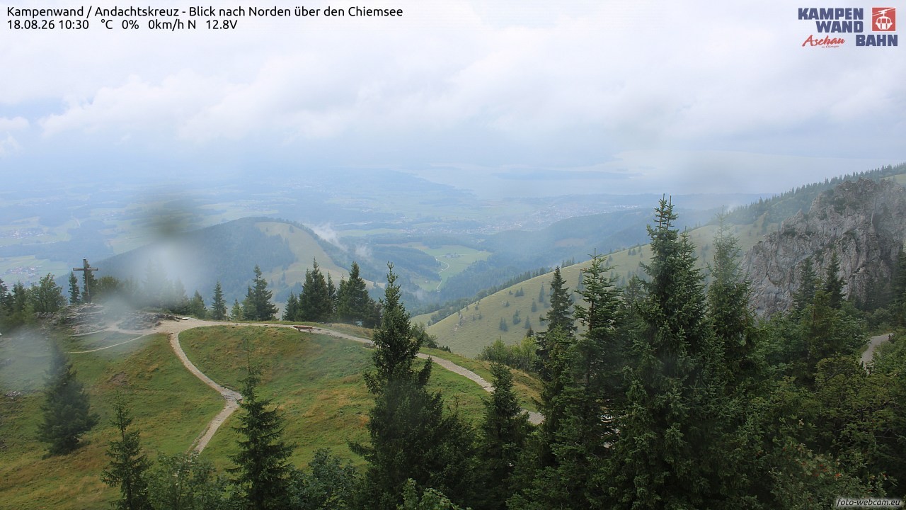 Archiv Foto Webcam Kampenwand - Blick nach Norden über den Chiemsee
