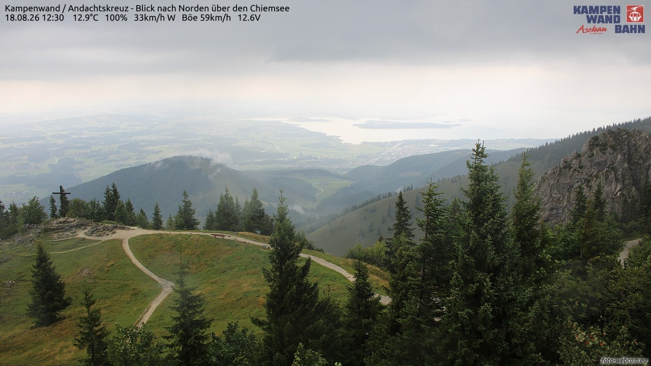 Archiv Foto Webcam Kampenwand - Blick nach Norden über den Chiemsee