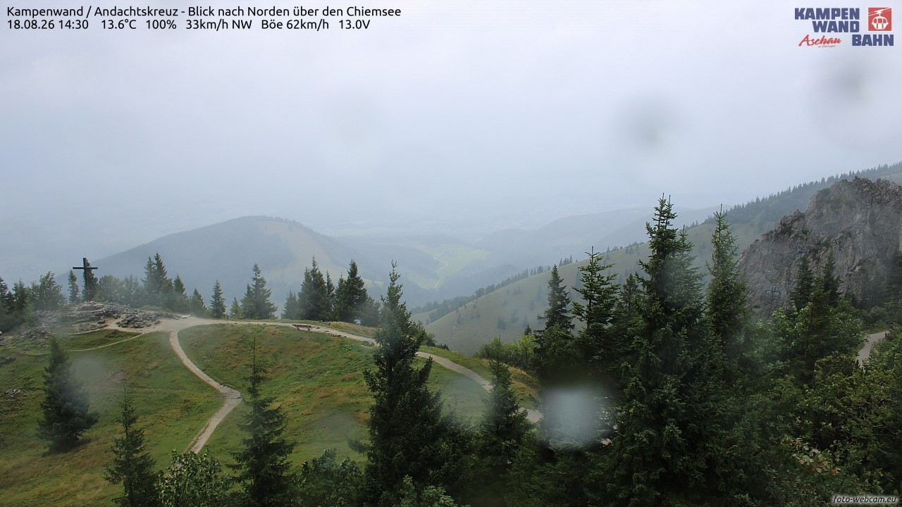 Archiv Foto Webcam Kampenwand - Blick nach Norden über den Chiemsee